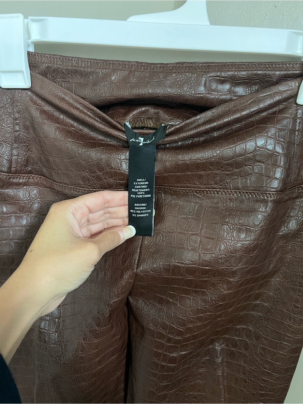 7 For All Mankind Brown Croc-Embossed Faux Leather Pants